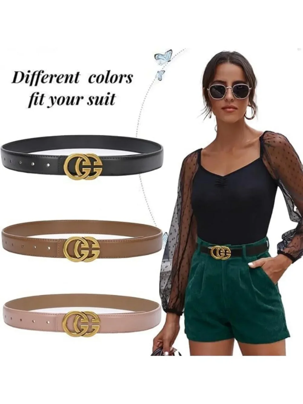 Stylish Classic Metal Buckle Leather Belt for Women - Perfect for Jeans